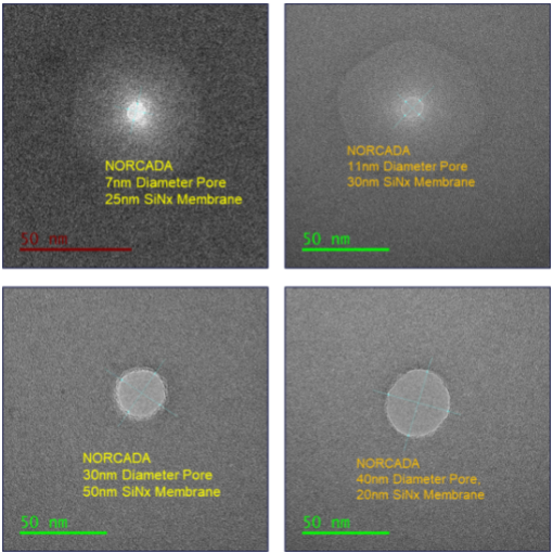 氮化硅窗口（纳米孔）,外框5*5mm,窗口0.02*0.02mm,孔径100-500nm,膜厚20nm,Norcada