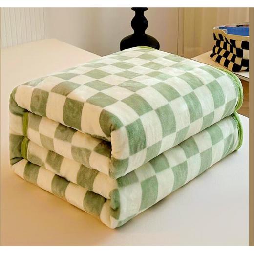 洁丽雅（Grace）A类毛毯加厚法兰绒毯子 绿格150*200cm