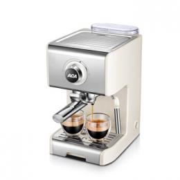 北美电器（ACA）意式咖啡机家用1250W大功降震降噪单双杯粉碗双孔180秒长效...