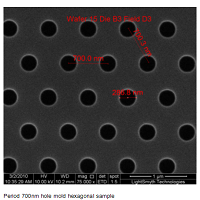 正六边形孔状阵列,硅,周期700nm,线宽200-290nm,高度150-350nm