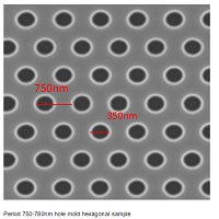 正六边形孔状阵列,硅,周期750-780nm,线宽350-380nm,高度200-450nm