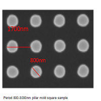 正方形柱状阵列,硅,周期800-3000nm,线宽400-1400nm,高度500-1000nm