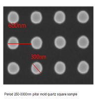 正方形柱状阵列模板,石英,周期250-3000nm,线宽110-1400nm,高度100-400nm